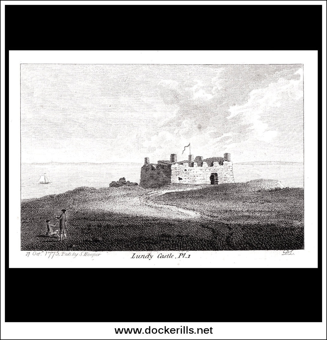 Lundy Castle Pl.1, Lundy Island, England. Antique Print, Copper Plate Engraving 1775.