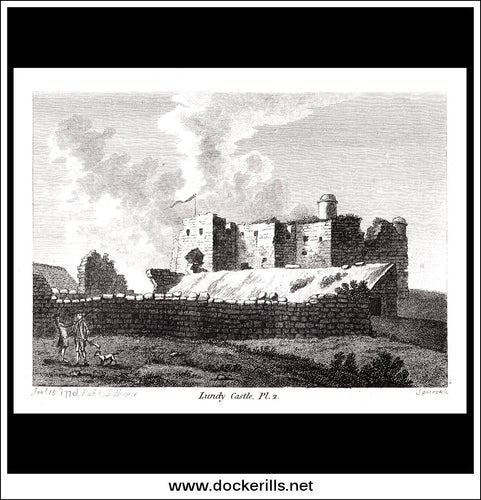 Lundy Castle Pl.2, Lundy Island, England. Antique Print, Copper Plate Engraving 1776.