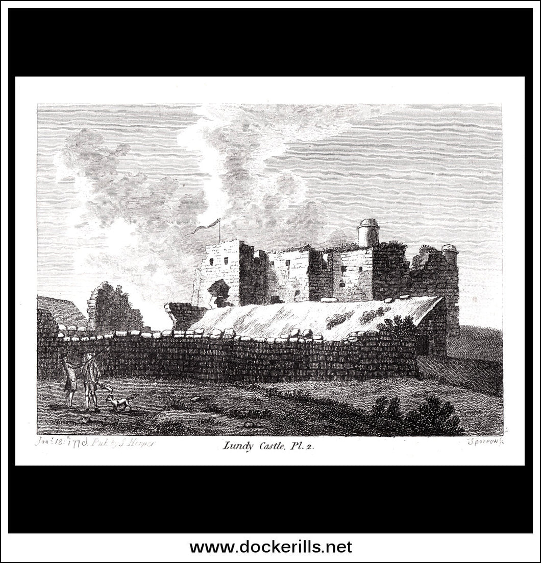 Lundy Castle Pl.2, Lundy Island, England. Antique Print, Copper Plate Engraving 1776.