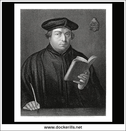 Martin Luther. Antique Print, Steel Engraving c. 1850.