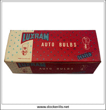 Vintage Luxram Miniature Auto Bulbs, Box Of Ten, 6v. New, Unused. Panel Bulbs.