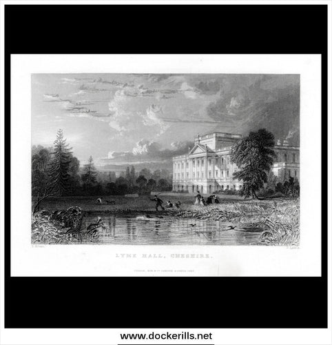 Lyme Hall, Cheshire, England. Antique Print, Steel Engraving 1837.