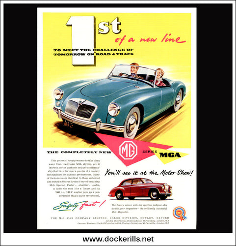 M.G. MGA Sports Car. BMC. Original Vintage Advert From October 19th, 1955.