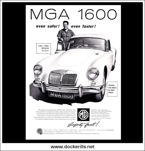 M.G. MGA 1600 Sports Car. BMC. Original Vintage Advert From January 1960.