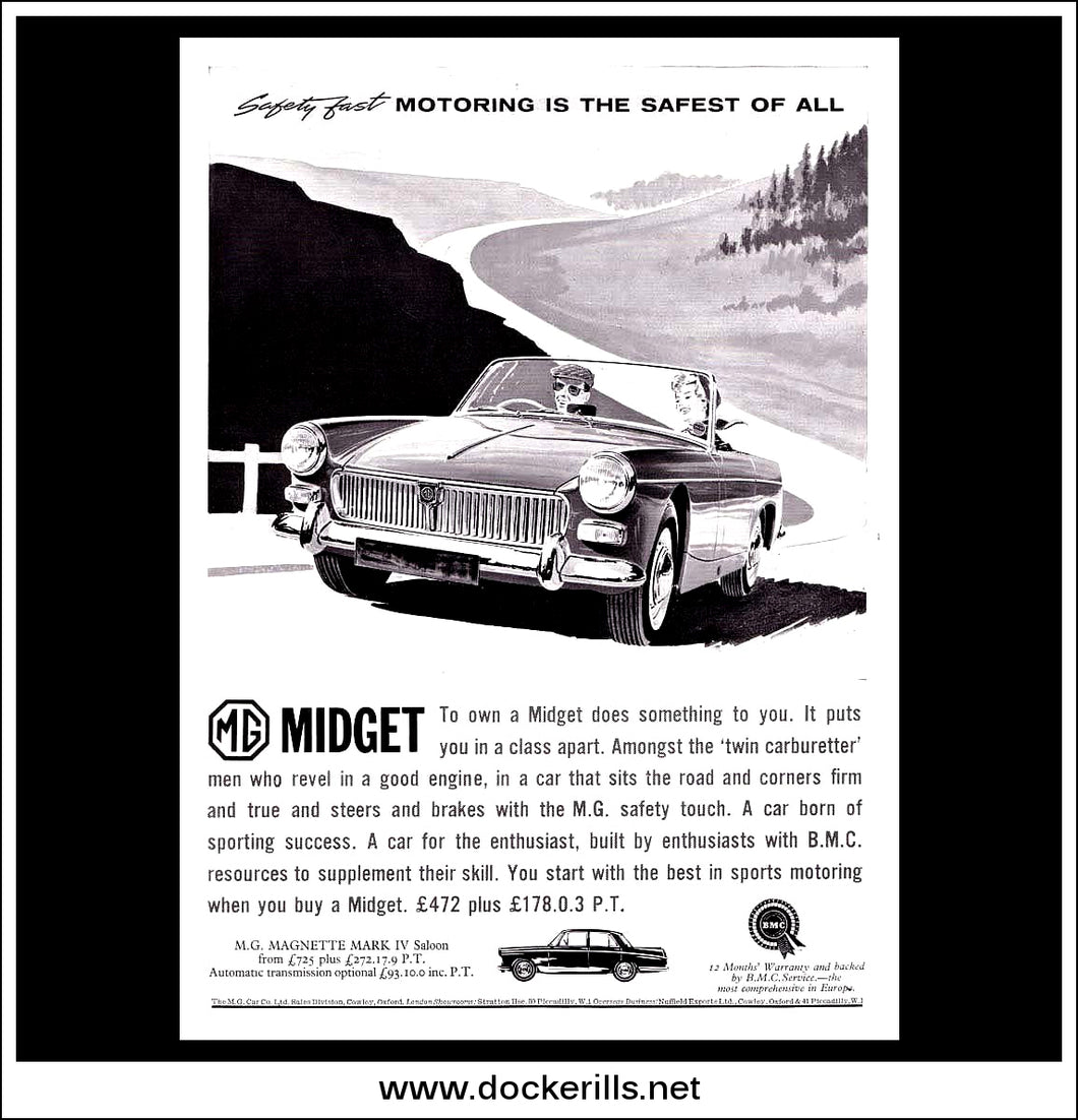 M.G. Midget. Original Vintage Advert From August, 1962.