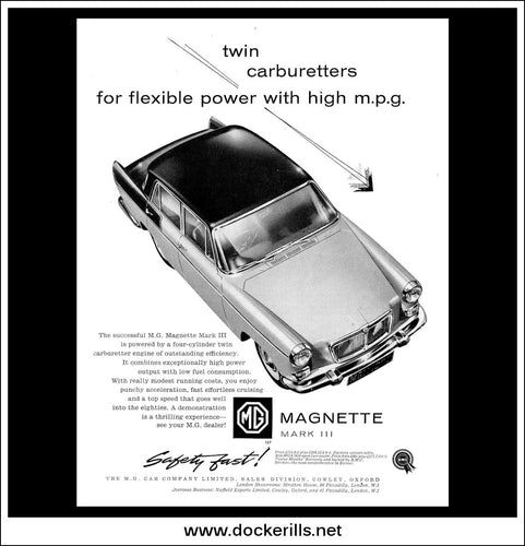 M.G. Magnette Mk III. BMC. Original Vintage Advert From January, 1960.