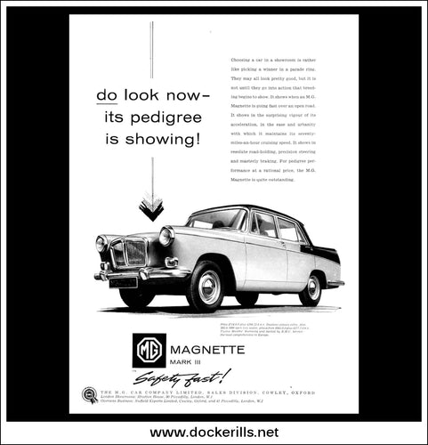 M.G. Magnette Mk III. BMC. Original Vintage Advert From May, 1960.