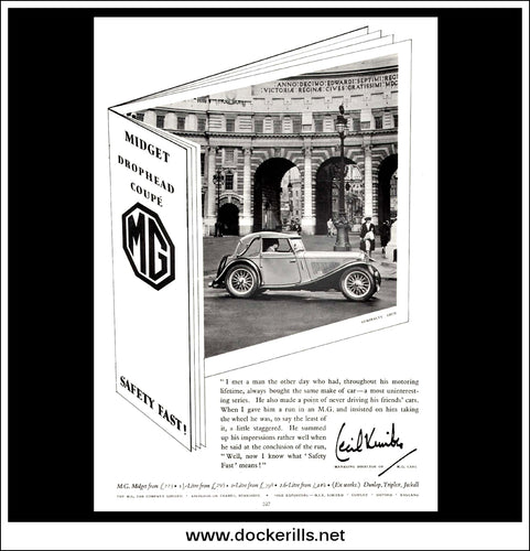 M.G. Midget Drophead Coupe. Original Vintage Advert From May 17th 1939