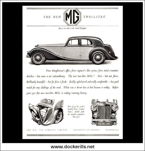 M.G. Two-Litre. Original Vintage Advert From January 15th 1936