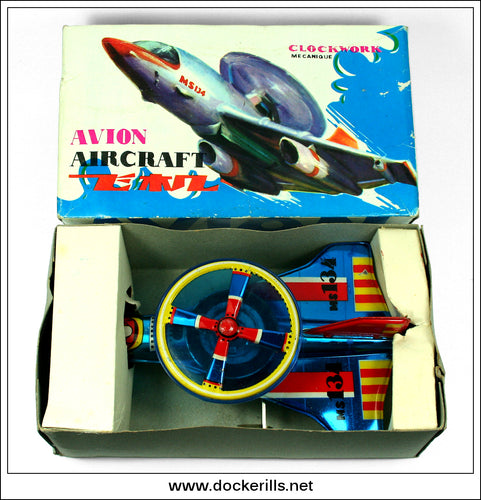 Aircraft MS 134, Vintage Tin Plate Clockwork / Wind-Up Toy, China 1.