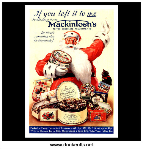 Mackintosh's Toffee Chocolate Assortment. Original Vintage Christmas Advert From December, 1938.