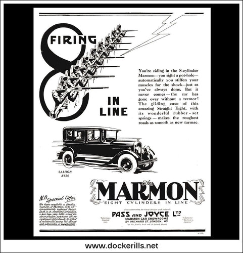 Marmon EIght Cylinder Saloon. Original Vintage Advert From March 7th, 1928.