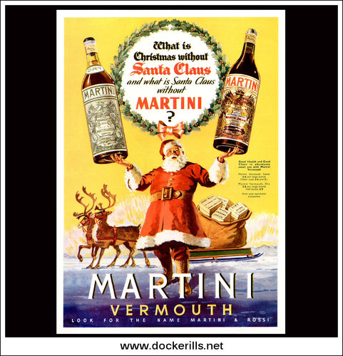 Martini Vermouth Christmas Advert. Original Vintage Advert From December, 1938.