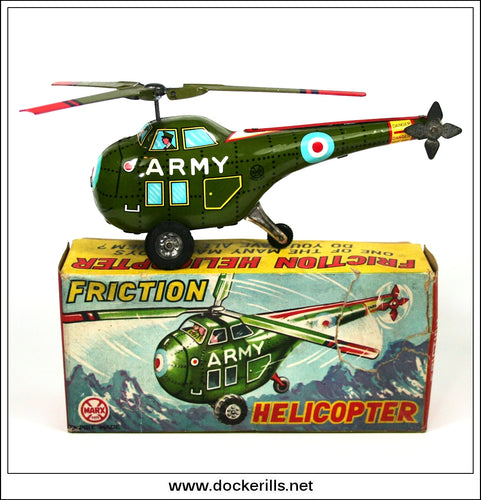 Helicopter (Army). Vintage Tin Plate Friction Toy. Marx, Great Britain. H-1993 1.