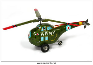 Helicopter (Army). Vintage Tin Plate Friction Toy. Marx, Great Britain. H-1993 2.
