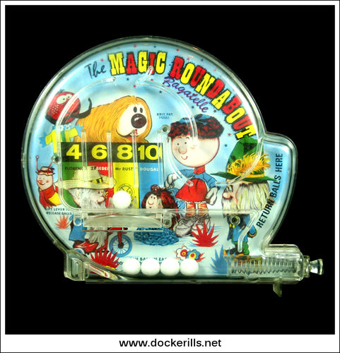 The Magic Roundabout Bagatelle. Vintage Tin Plate Backed Bagatelle Game, Marx, Great Britain. 1967,