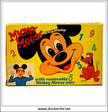 Mickey Mouse Bagatelle. Vintage Tin Plate Backed Bagatelle Game, Marx, Great Britain. c. 1970,