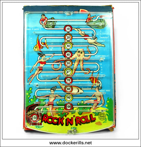 Rock 'N' Roll Game. Vintage Tin Plate Backed Bagatelle Style Game, Marx, Great Britain. No. 1150 1.
