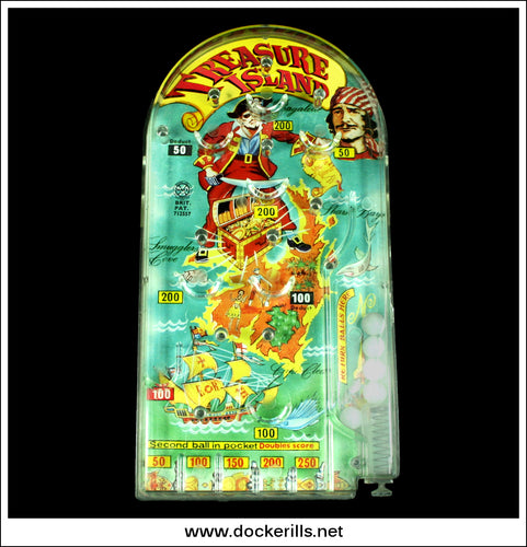 Treasure Island Bagatelle. Vintage Tin Plate Backed Bagatelle Game, Marx, Great Britain.