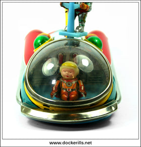 Moon Rocket. Vintage Tin Plate Space Toy, Masudaya, Japan 3