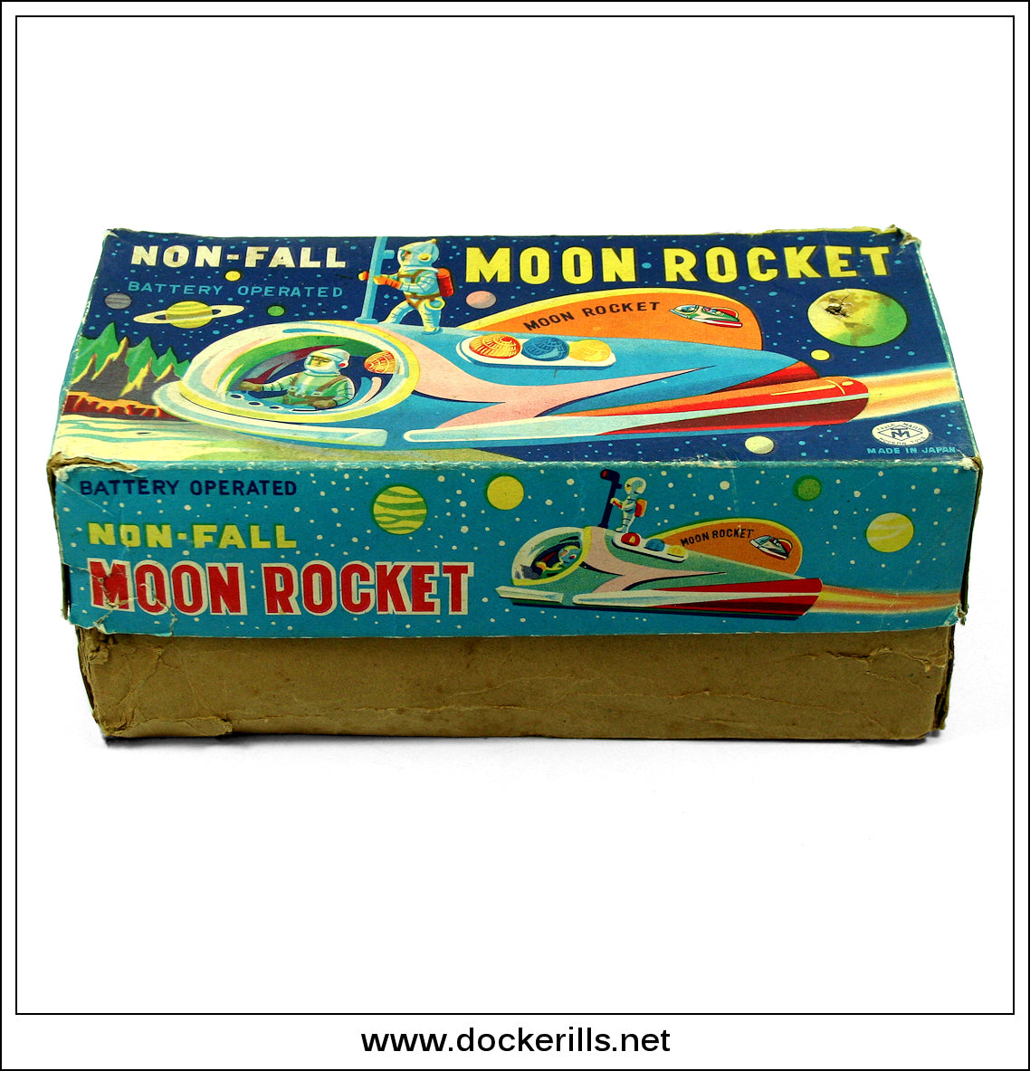 Moon Rocket. Vintage Tin Plate Space Toy, Masudaya, Japan.