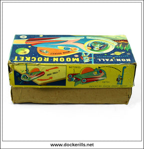 Moon Rocket. Vintage Tin Plate Space Toy, Masudaya, Japan.