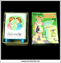 Automatic Washing Machine No. 2, Vintage Tin Plate Clockwork / Wind-Up Novelty Toy, Masudaya, Japan 1.