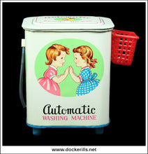 Automatic Washing Machine No. 2, Vintage Tin Plate Clockwork / Wind-Up Novelty Toy, Masudaya, Japan 2.
