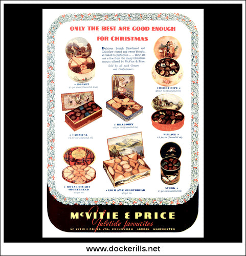 McVitie & Price's Biscuits. Original Vintage Christmas Advert From December, 1938.
