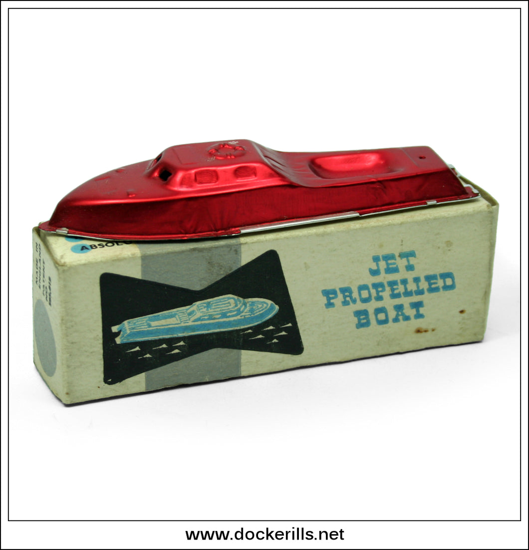 Jet Propelled Boat. Vintage Toy Boat, Mechanex Ltd., Great Britain (Red).