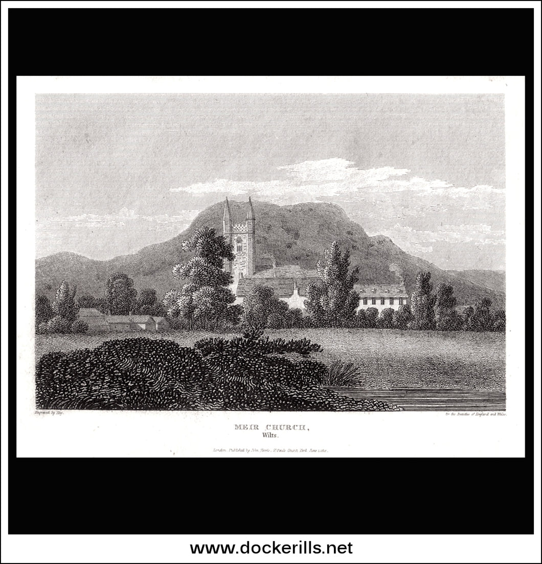 Meir Church, Wiltshire, England. Antique Print, Copper Plate Engraving 1812.