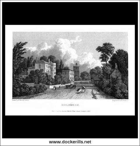 Melksham, Kent, England. Antique Print, Steel Engraving 1830.