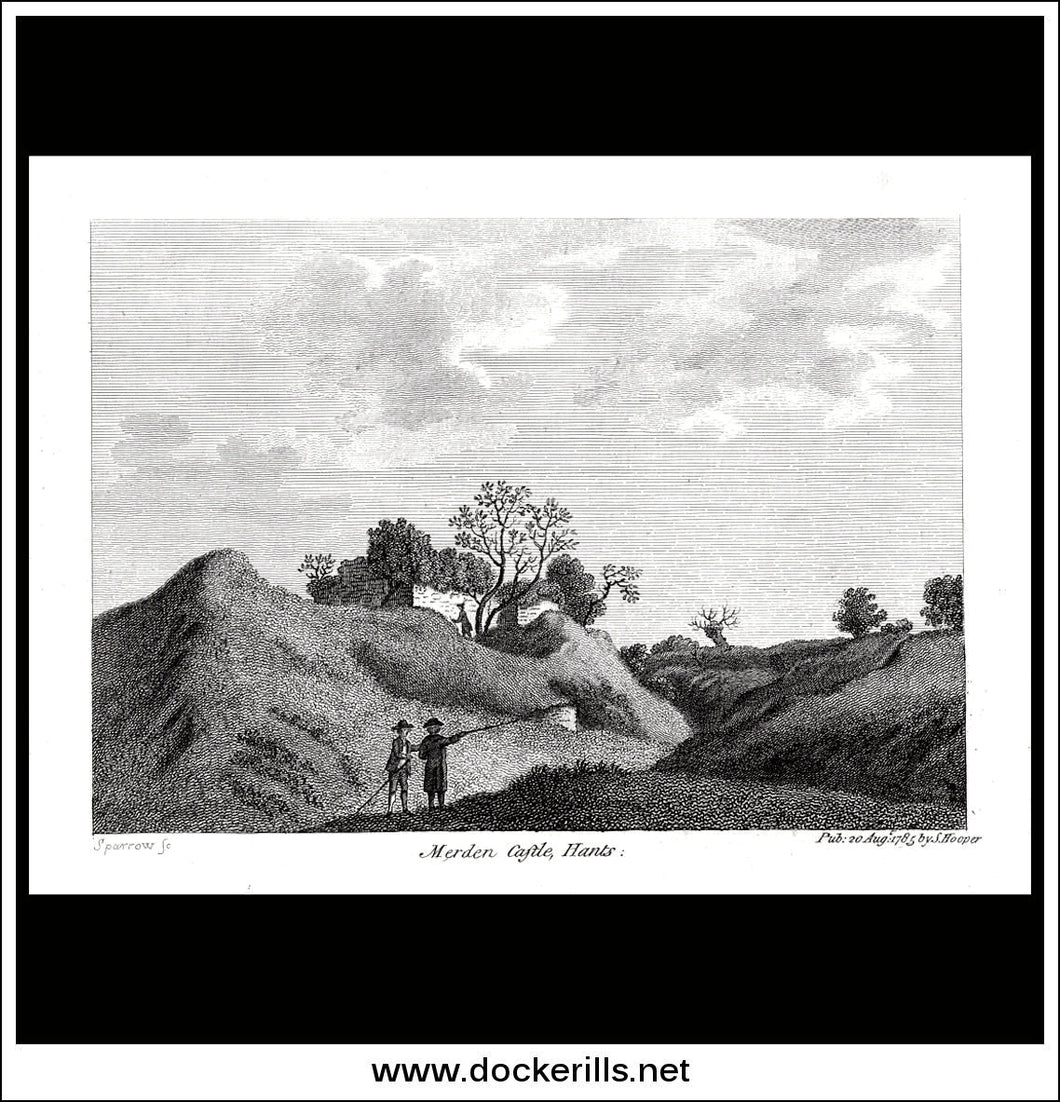 Merden Castle, Hampshire, England. Antique Print, Copper Plate Engraving 1785.