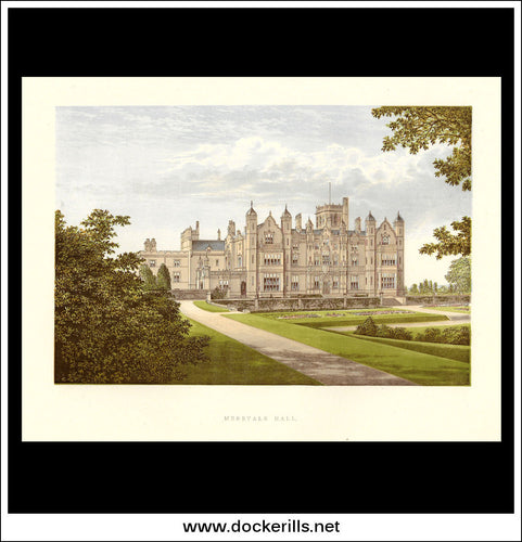 Merevale, Near Atherstone, Warwickshire, England. Antique Print, Chromoxylograph 1880.