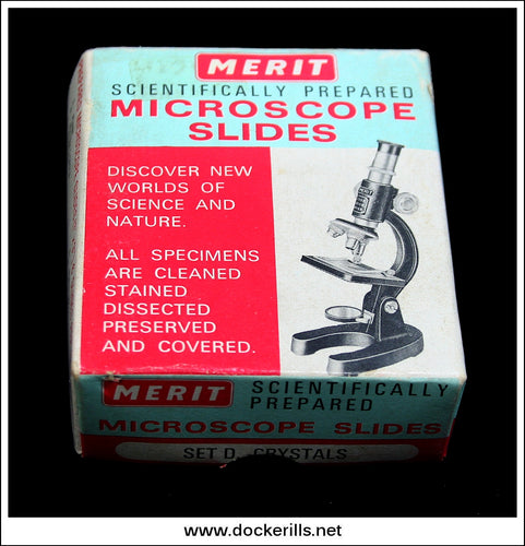 Vintage Merit Microscope Slide, Set D, Crystals. Merit / J. & L. Randall Ltd. 1.