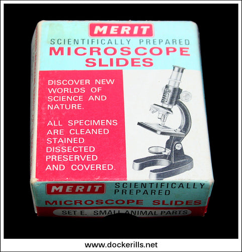 Vintage Merit Microscope Slide Set, Set E, Small Animal Parts. Merit / J. & L. Randall Ltd. 1.