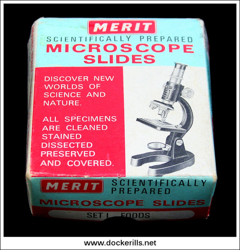 Vintage Merit Microscope Slide Set, Set I, Foods. Merit / J. & L. Randall Ltd. 1.