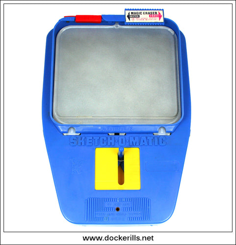 Vintage Merit Sketch-O-Matic drawing toy in blue.