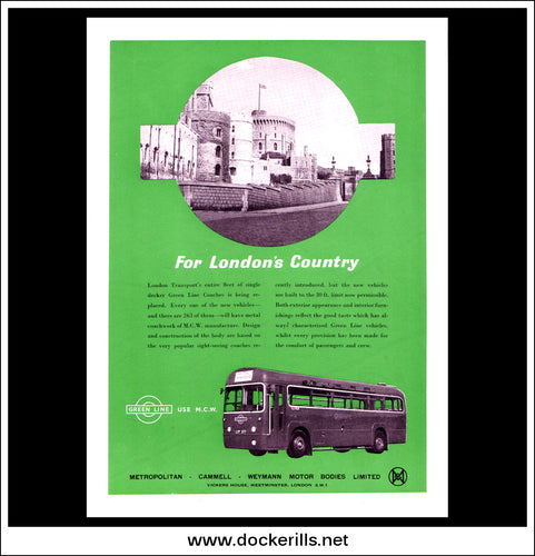 Metropolitan Cammell Weyman Single-Deck Bus. Original Vintage Advert From January, 1952. Green Line.