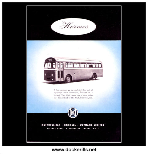 Metropolitan Cammell Weyman Hermes Single-Deck Bus. Original Vintage Advert From June, 1954.