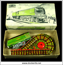 Mechanical Streamline Locomotive, Spitfire, Vintage Tin Plate Clockwork Novelty Toy / Train Set, Mettoy, England. No. 5710