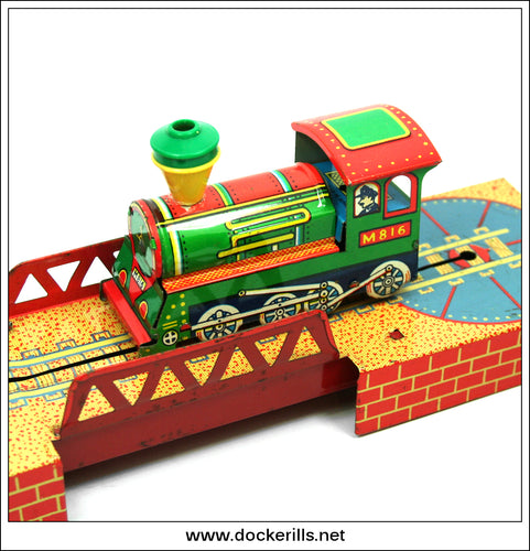 Cherokee Special Turn-About Loco, Vintage Tin Plate Clockwork / Wind-Up Novelty Toy, Mettoy?, England 1.