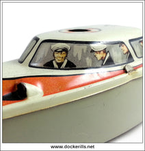 Police Boat MS 709. Vintage Clockwork Tin Plate Toy, Michael Seidel, West Germany 3.