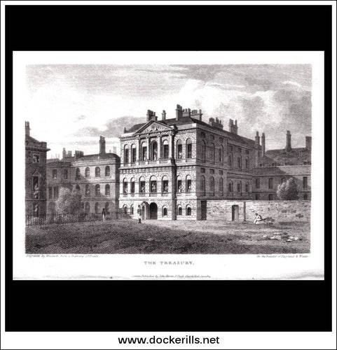 antique print a view of The Treasury Mddlesex England