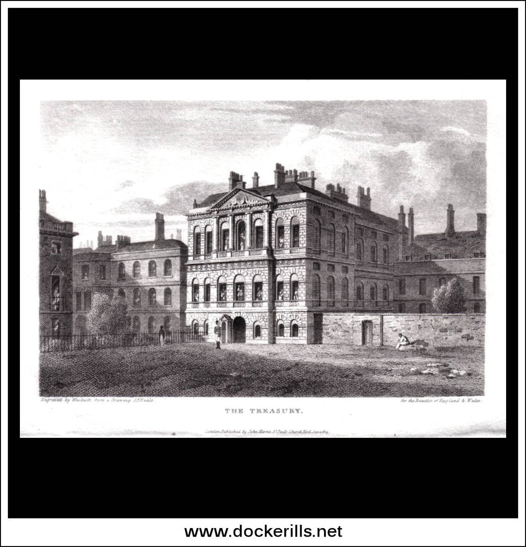 antique print a view of The Treasury Mddlesex England
