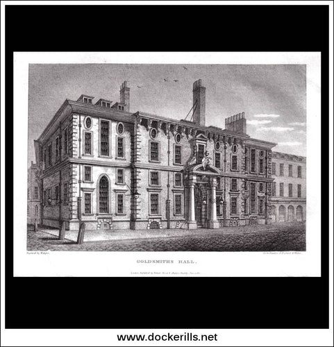 antique print a view of Goldsmiths Hall Middlesex England
