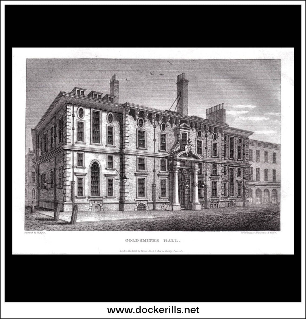 antique print a view of Goldsmiths Hall Middlesex England