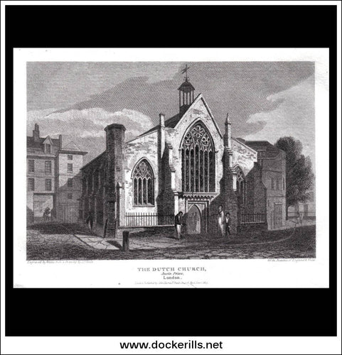 antique print a view of The Dutch Church Middlesex England