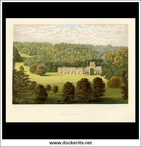 Milton Abbey, Near Blandford, Dorsetshire, England. Antique Print, Chromoxylograph 1880.