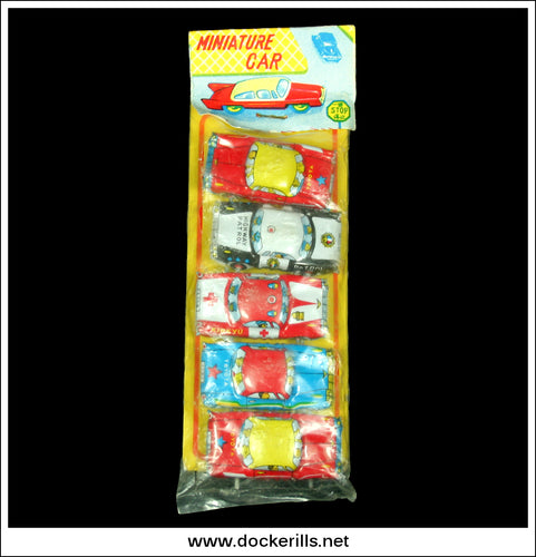 Miniature Cars. Tin Plate Cars x 5, Japan.